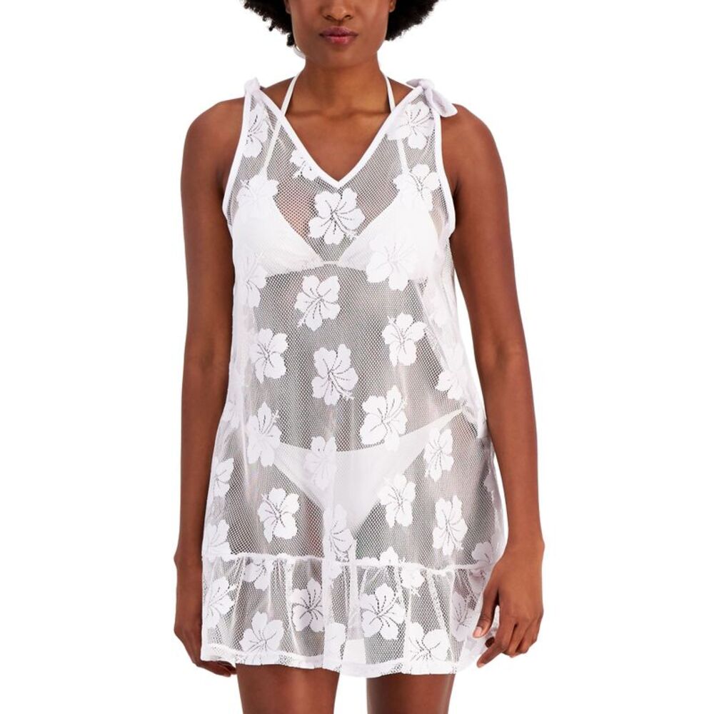 Miken Juniors' Tie-Shoulder Ruffle-Hem Cover-Up Dress